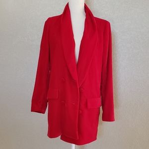 Zara Red velvet blazer boyfriend style- size Medium